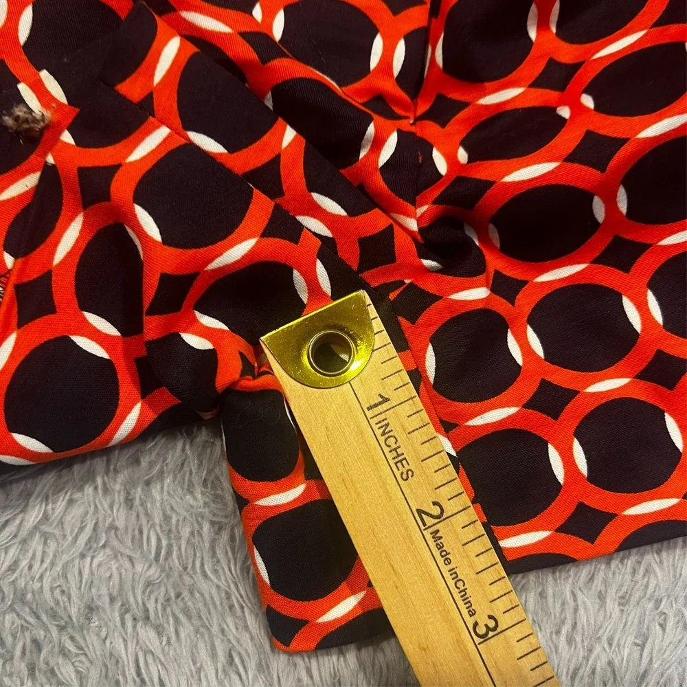Michael Kors Chino‎ Shorts Geometric Navy Blue Orange Slash Pockets Women's 2